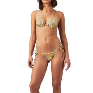 Tory Burch Retro Floral String Bikini Bottoms Low Rise Size Small New